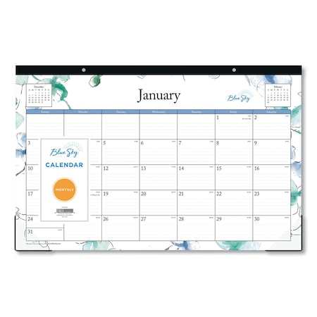 Blue Sky Lindley Desk Pad, Floral Artwork, 17 x 11, White/Blue/Green Sheets, 12-Month (Jan to Dec): 2025 BLS100024